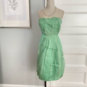 Strapless JCrew Green Origami Dress